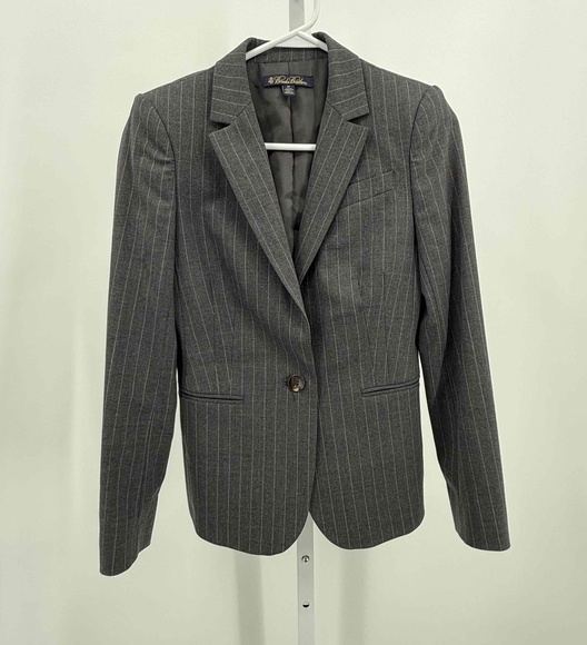 Brooks Brothers Jackets & Blazers - Brooks Brothers Petite Gray Striped Blazer Jacket Wool Blend Size 2